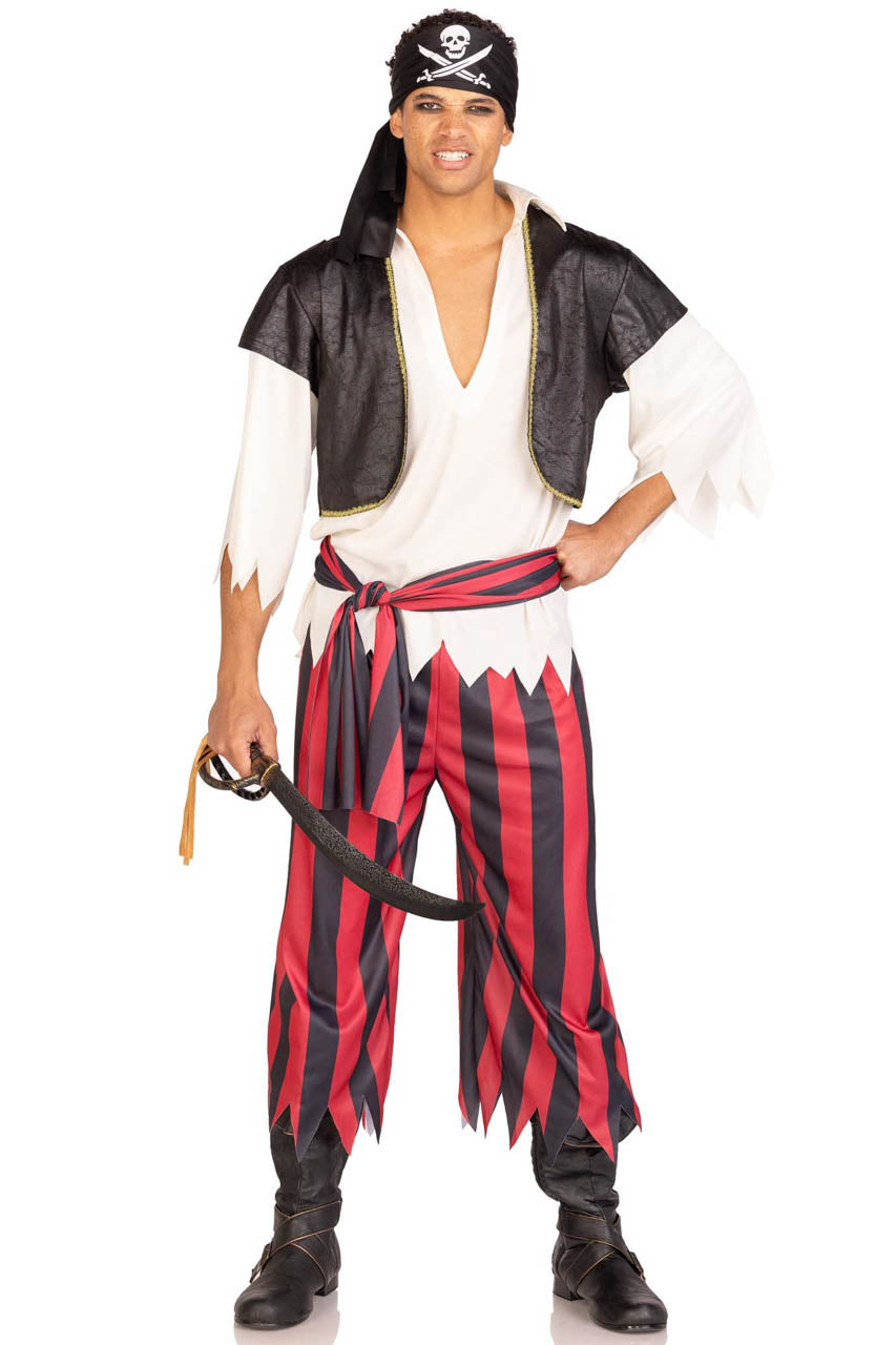 thumbnail image 2 of Mens Caribbean Pirate Costume Adult Sea Captain Robber Costume | UK 2 of 14