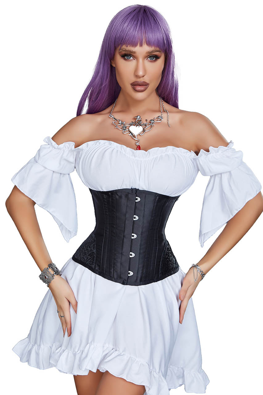 Plus Size Black Steel Bone Waist Cincher, Plus Size Open Bust Corset