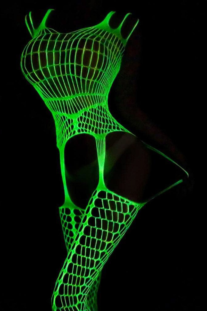 TFI Glow Mode – Silver Thread Shimmer Mesh Bodystocking main image 0