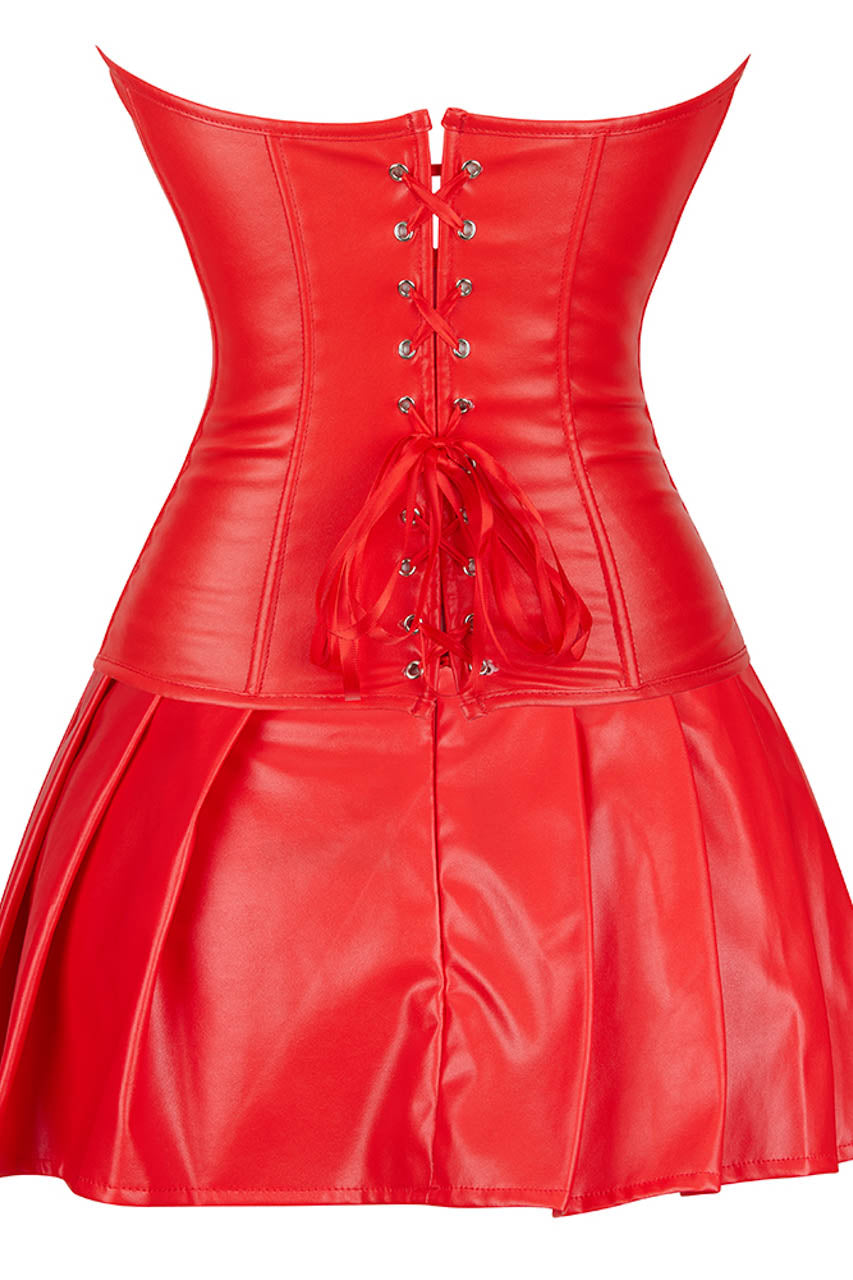 Pleather Lingerie Corset and Skirt