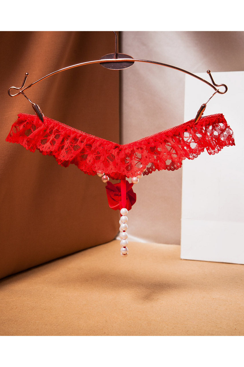 Rose and Ruffle Pearl Crotch G-String