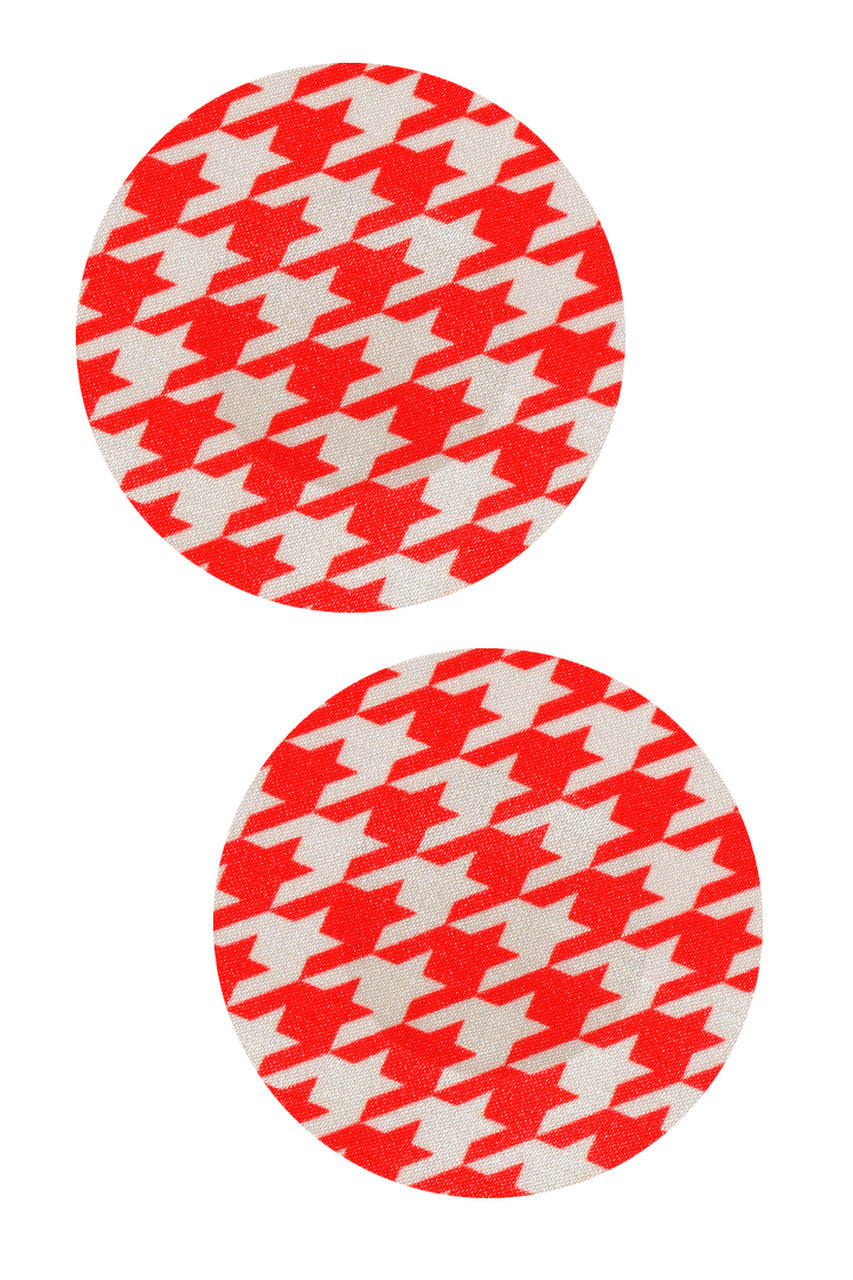 Red & White Houndstooth Circle Nipple Pasties