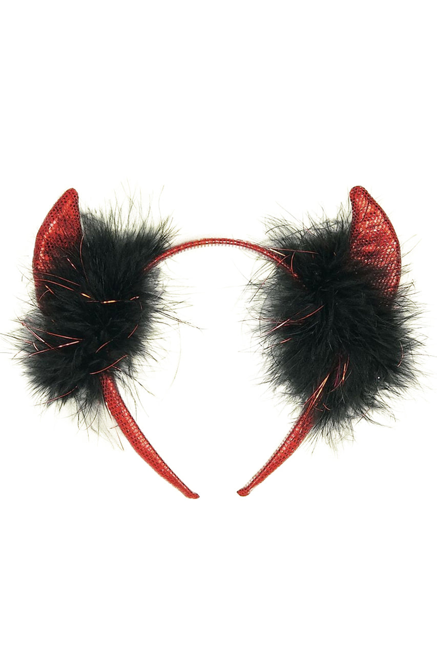 Red glitter horns costume accessory, red glitter devil horns