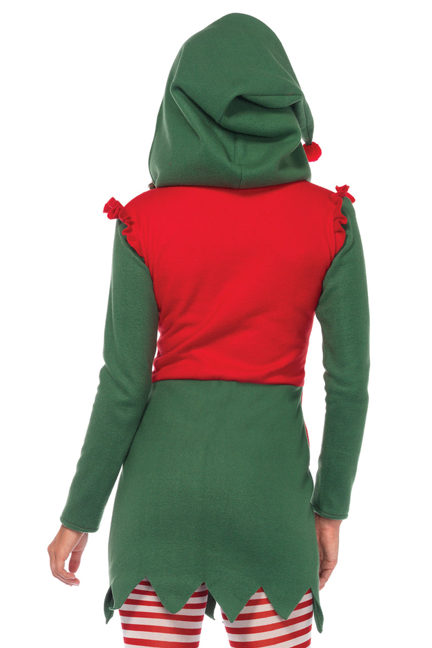 Shop this women's red and green elf fleece Christmas costume