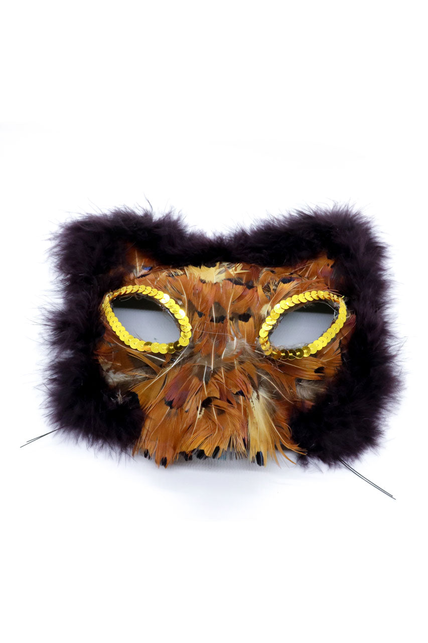 Gold Feather Cat Mask
