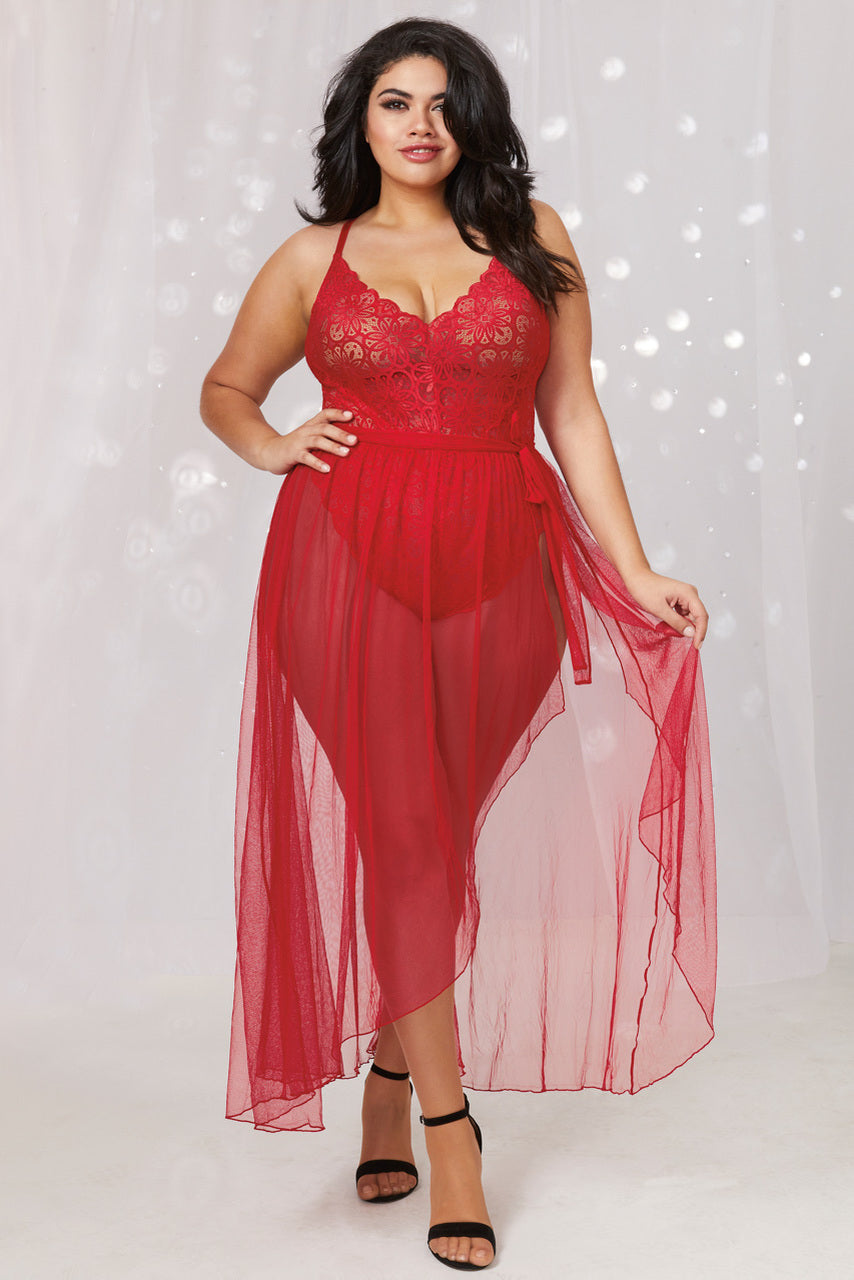 Plus Size Lace Teddy and Overskirt, Plus Size Red Lace Lingerie Teddy and Skirt 3wishes.com Plus Size Lace Teddy and Overskirt, Plus Size Red Lace Lingerie Teddy and Skirt 3wishes.com