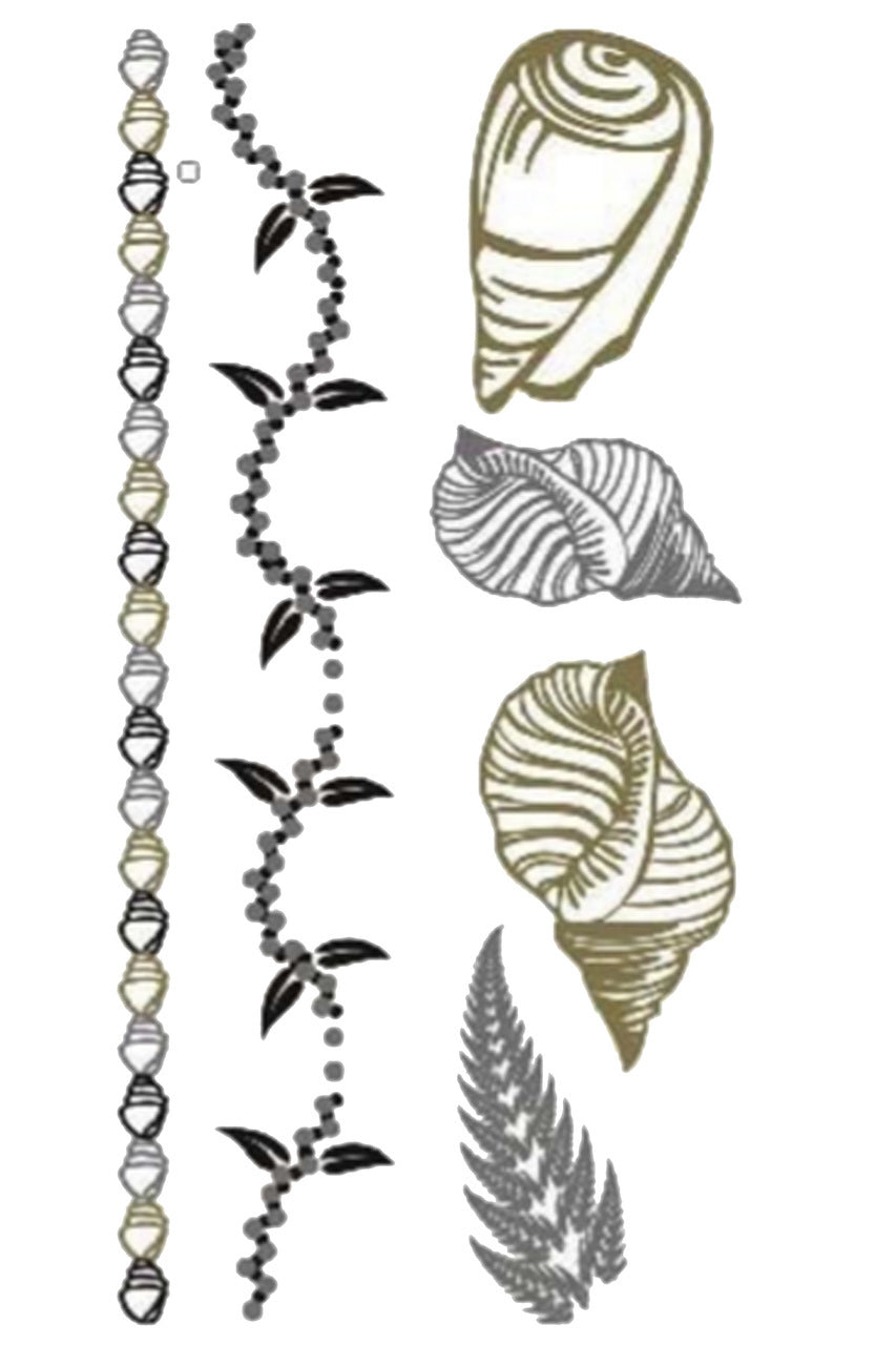 Metallic Tattoos Sea Shells Stickers