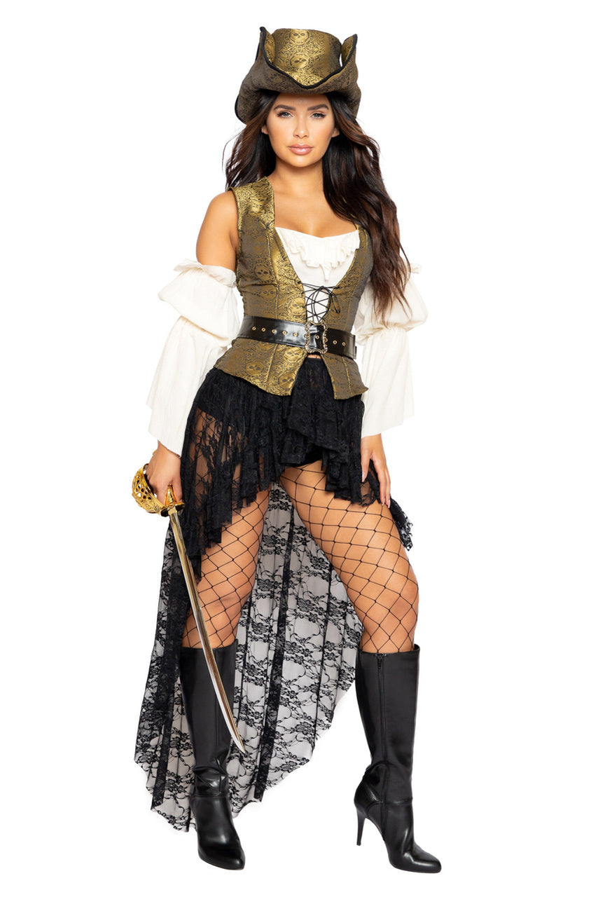 Pirate Queen Costume, Lace Pirate Costume, Gold Pirate Costume