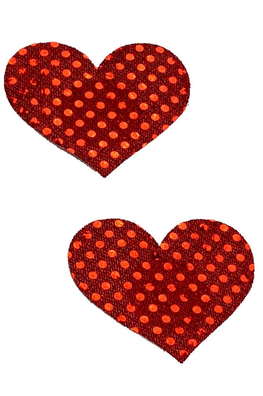 Women's red sequin heart nipple pasties