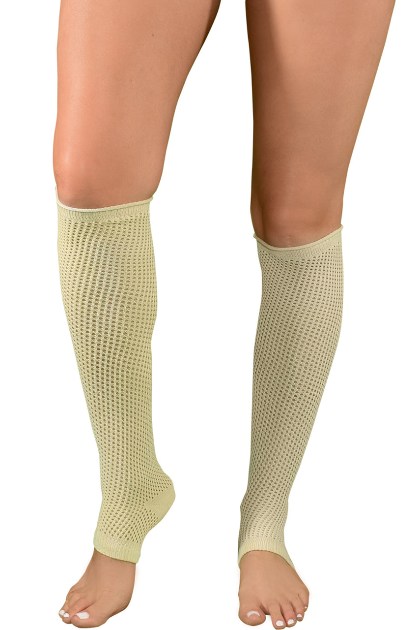 Shop this women's ivory color dance legwarmers that feature textured knee high leg warmers