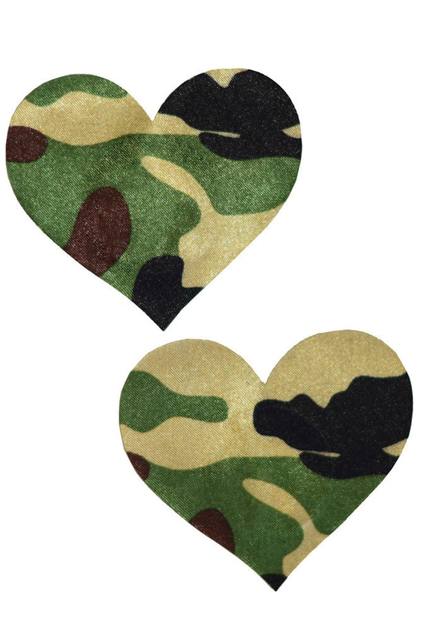 Shop women's Army camouflage military heart nipple cover pasties.
