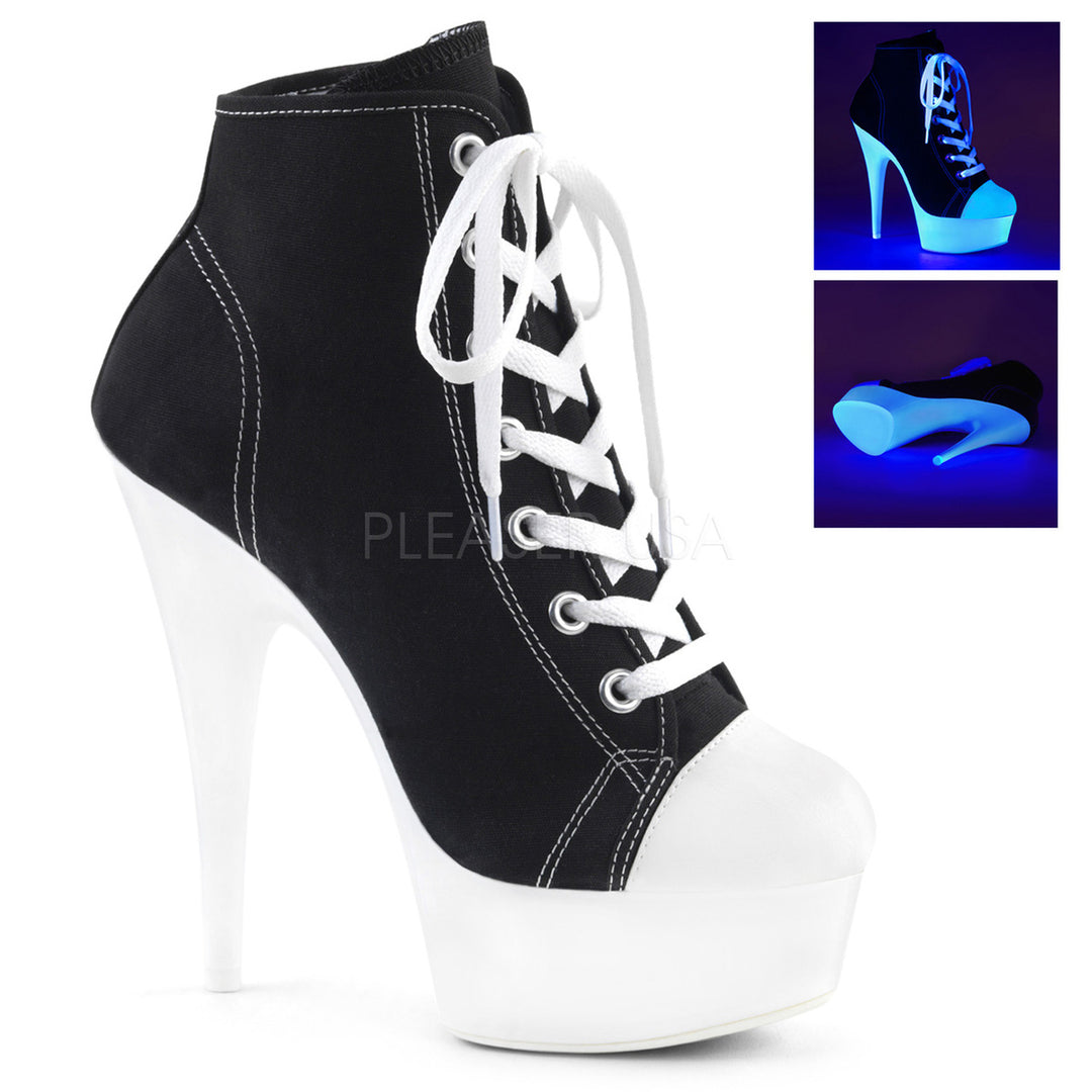 6" heel black/white ankle booties