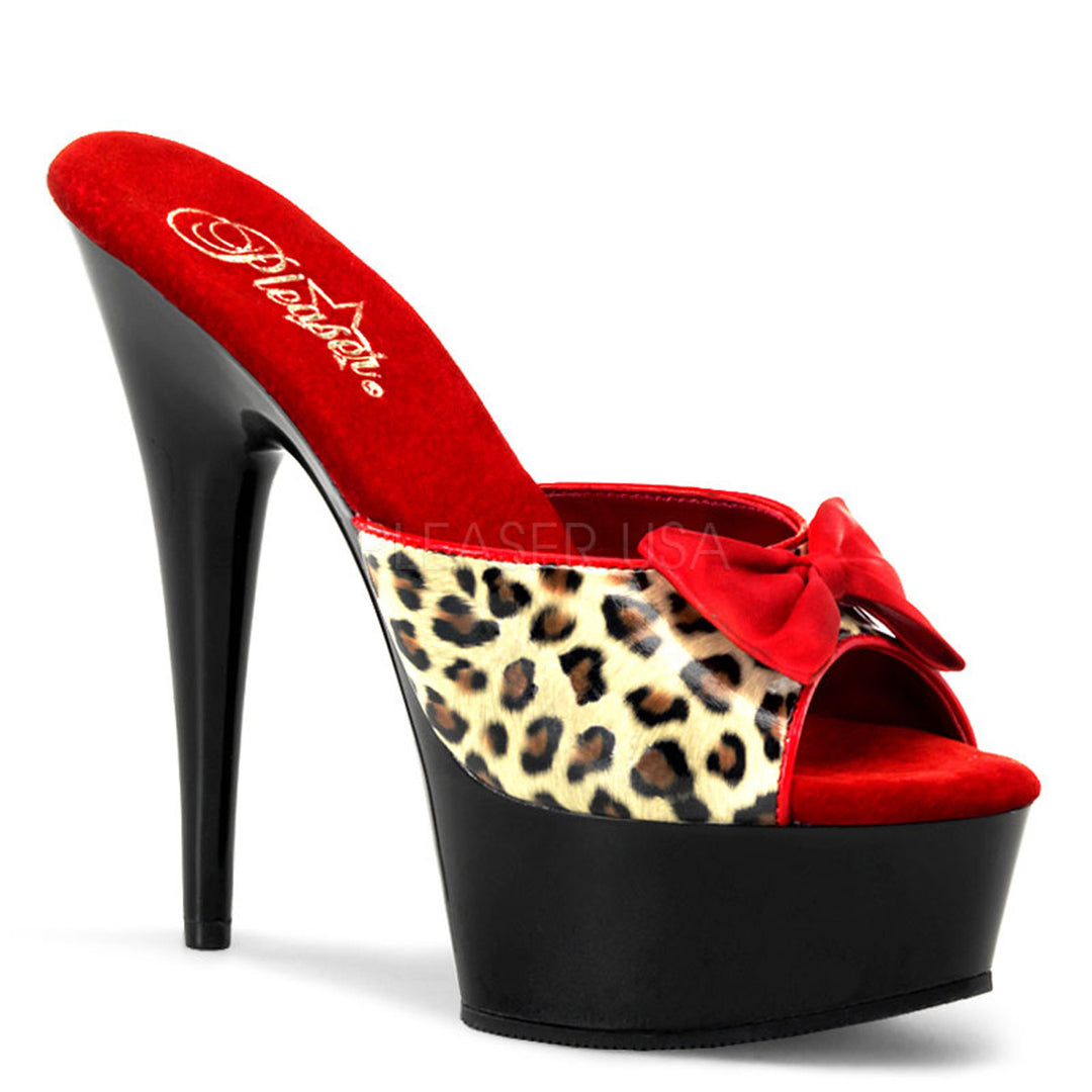Sexy women's leopard print faux leather 6" stiletto shoes with a 1.8" platform