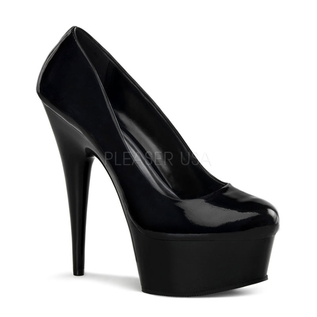 Women's 6" high heel black shoes | pleaser shoes | sku: del685/b/m