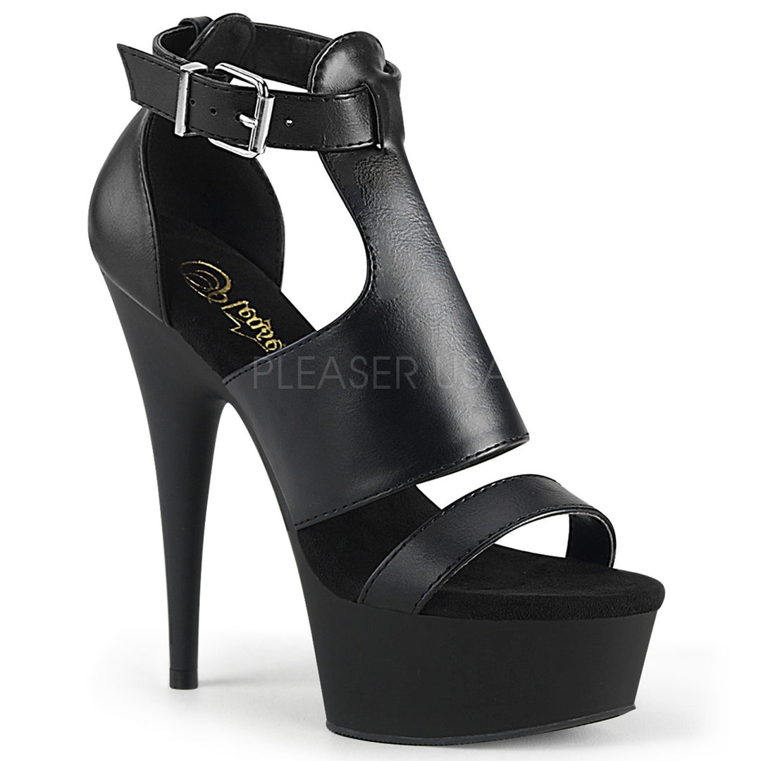 Sexy women's black 6" high heel sandal shoes with a 1.8" platform