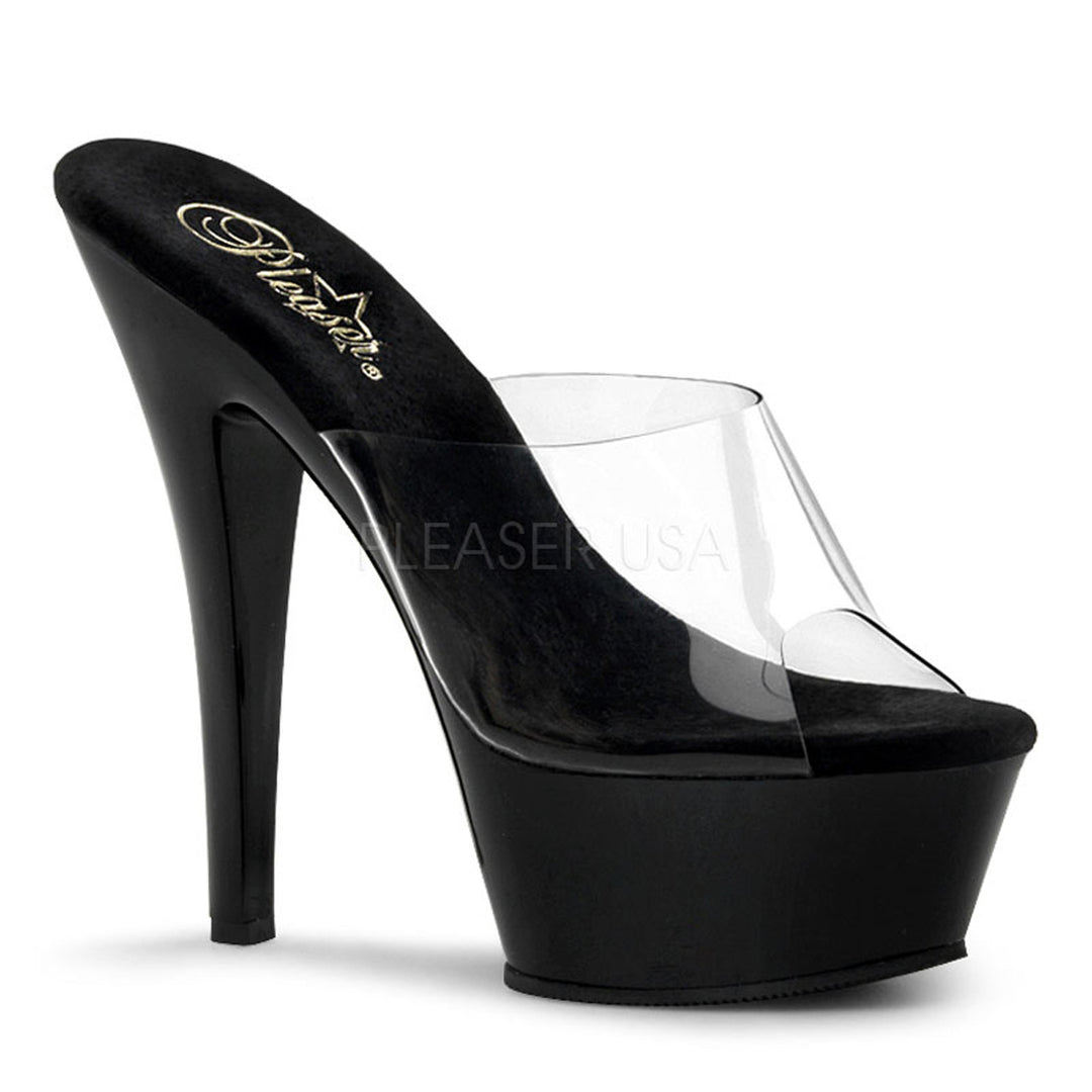 Women's sexy clear stripper pumps with 6" high heel.