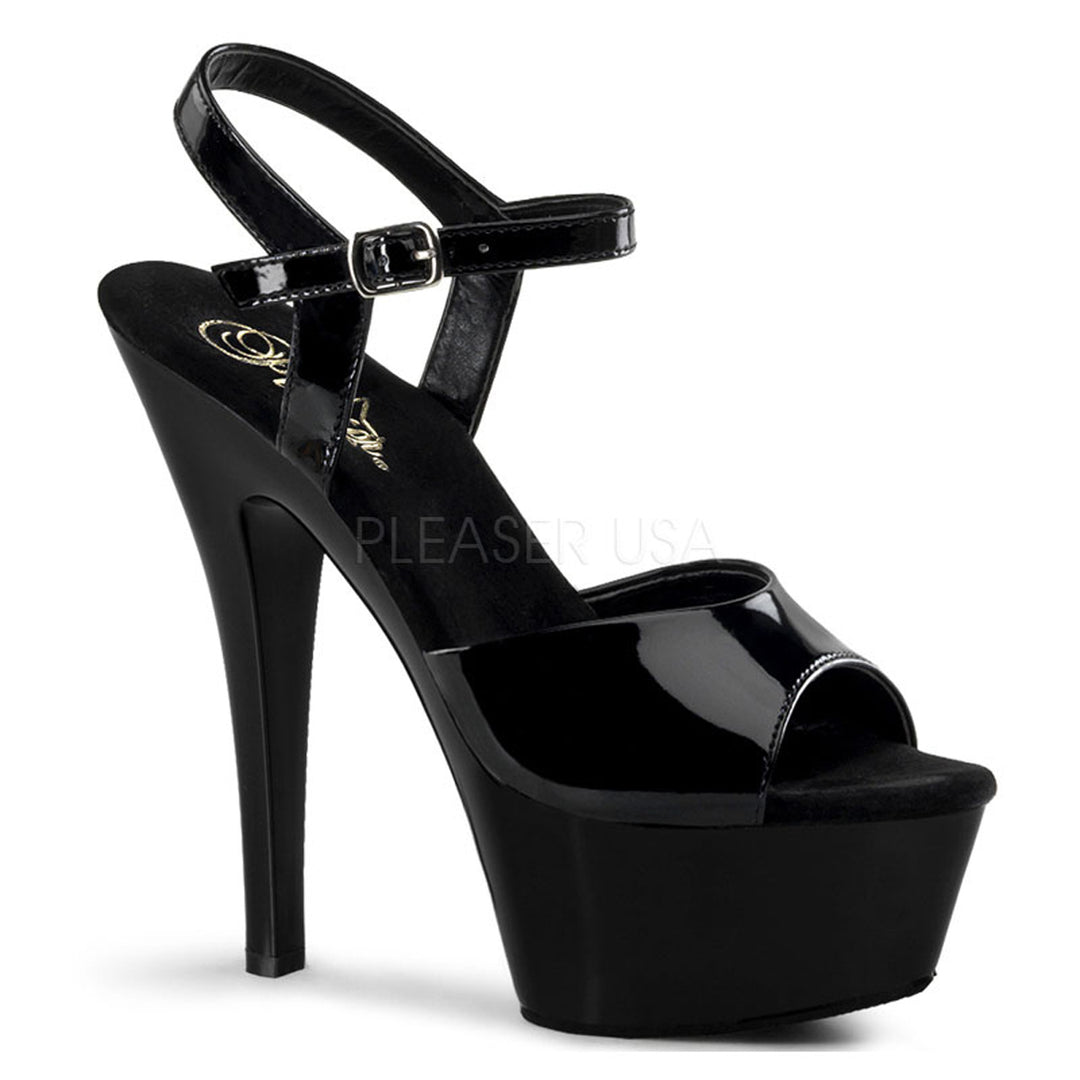 Women's sexy black stripper heels with 6" heel.