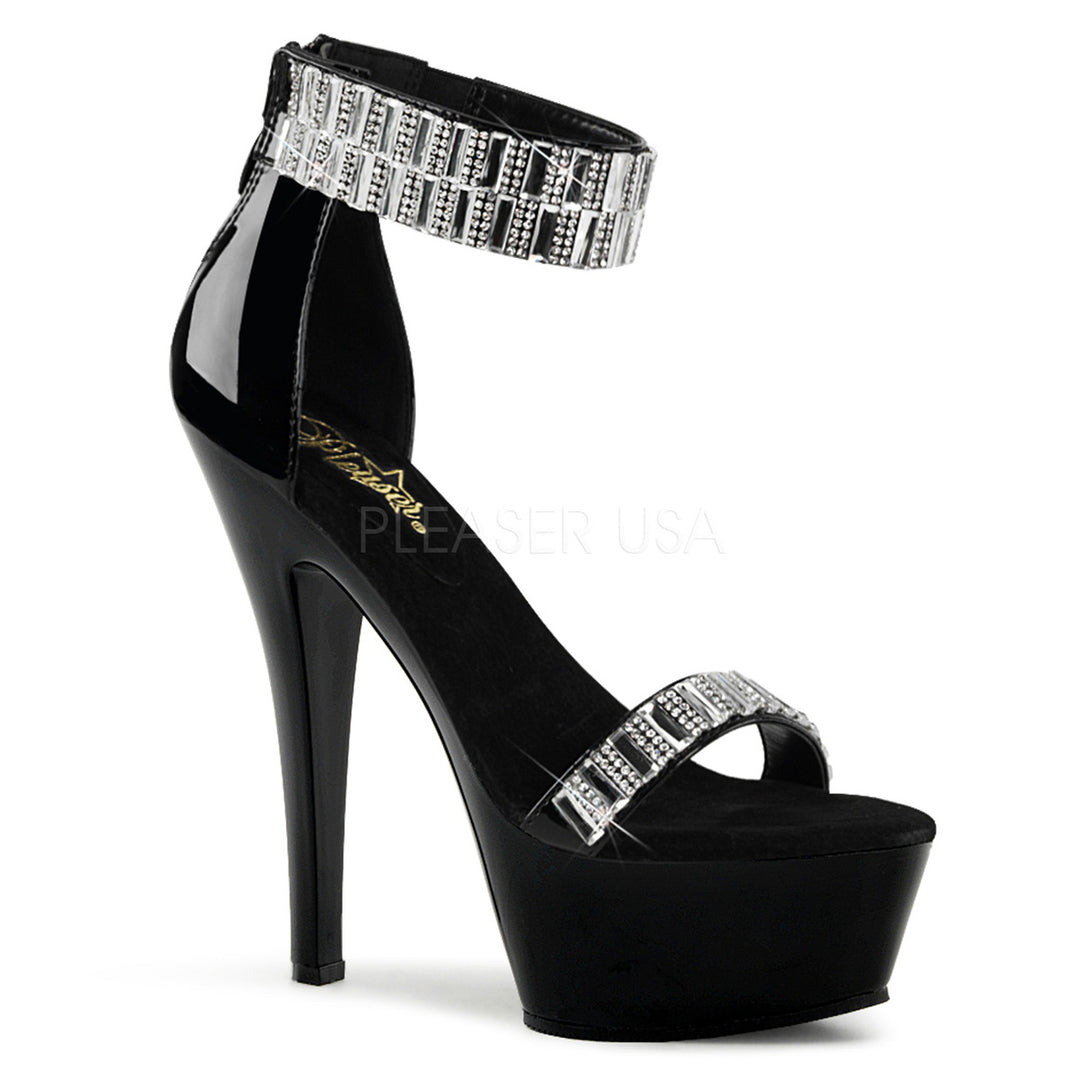Women's black 6" heel sandal shoes with a 1.8" platform | free shipping
