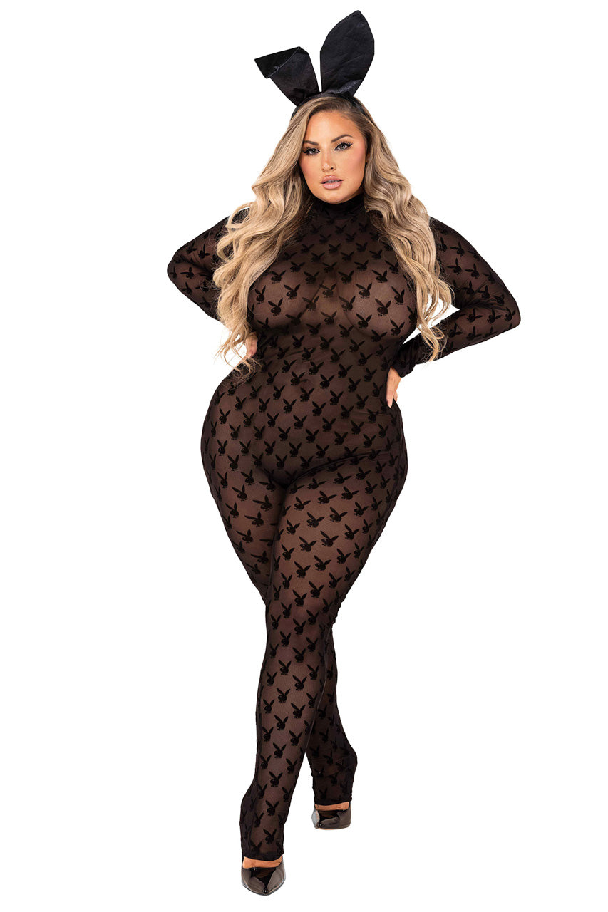 Plus Size Sheer Playboy Bunny Bodysuit, Plus Size Playboy Bunny Catsuit –  3wishes.com