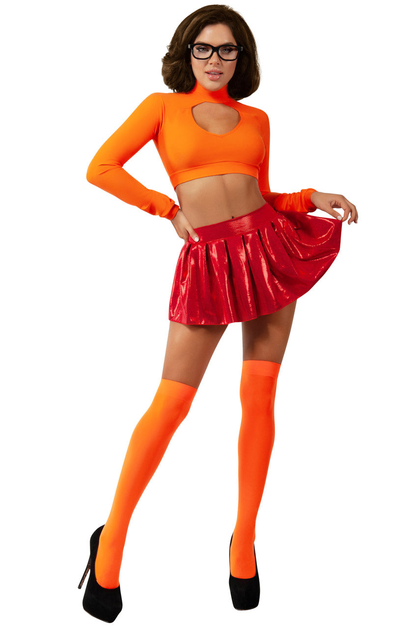 Sexy adult Velma scooby doo mini skirt costume