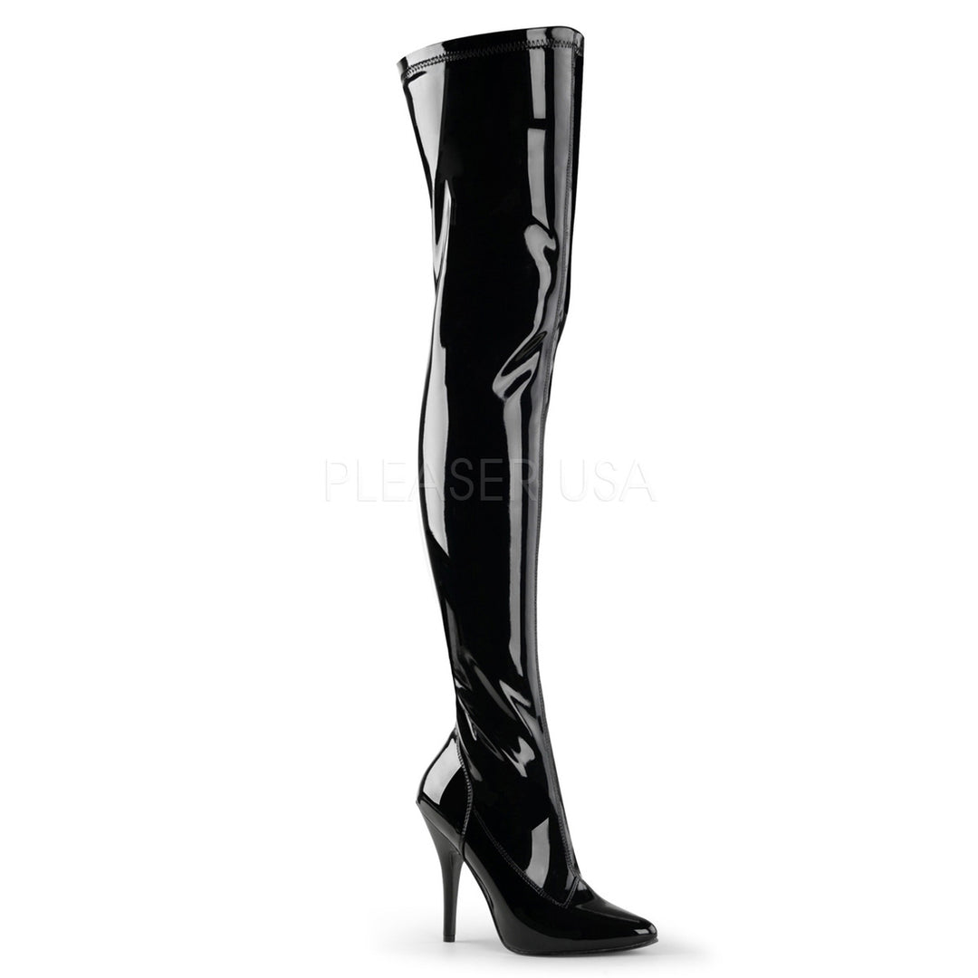 Women's sexy 5" pump black over the knee long boots