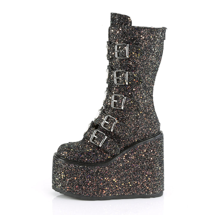 Black Multi Glitter 5.5" Platform Mid-Calf Boots*