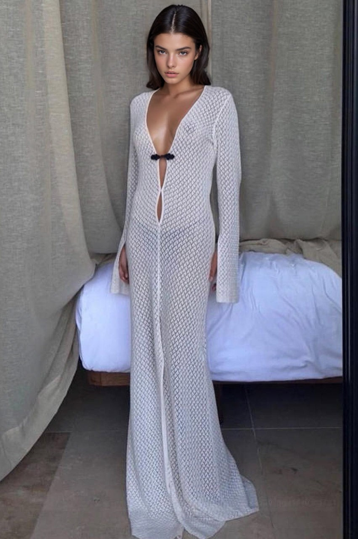 White Long Sleeve Maxi Dress