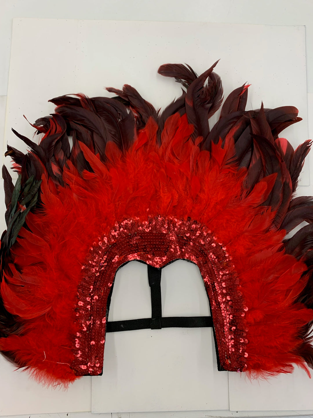 Large Red & Black Feather Headpiece – 3wishes.com