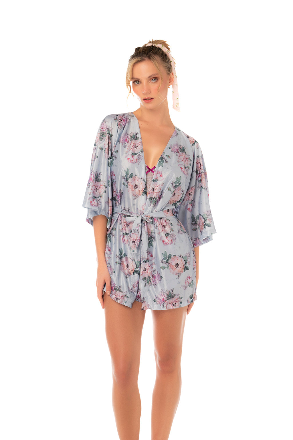Printed short robe