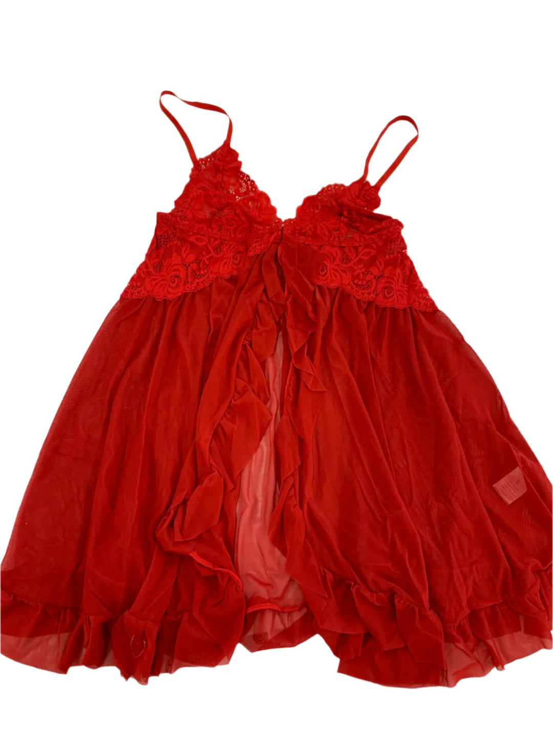 red lace teddy dress Lace Crotchless Halter Teddy With Pleated Mesh Skirt