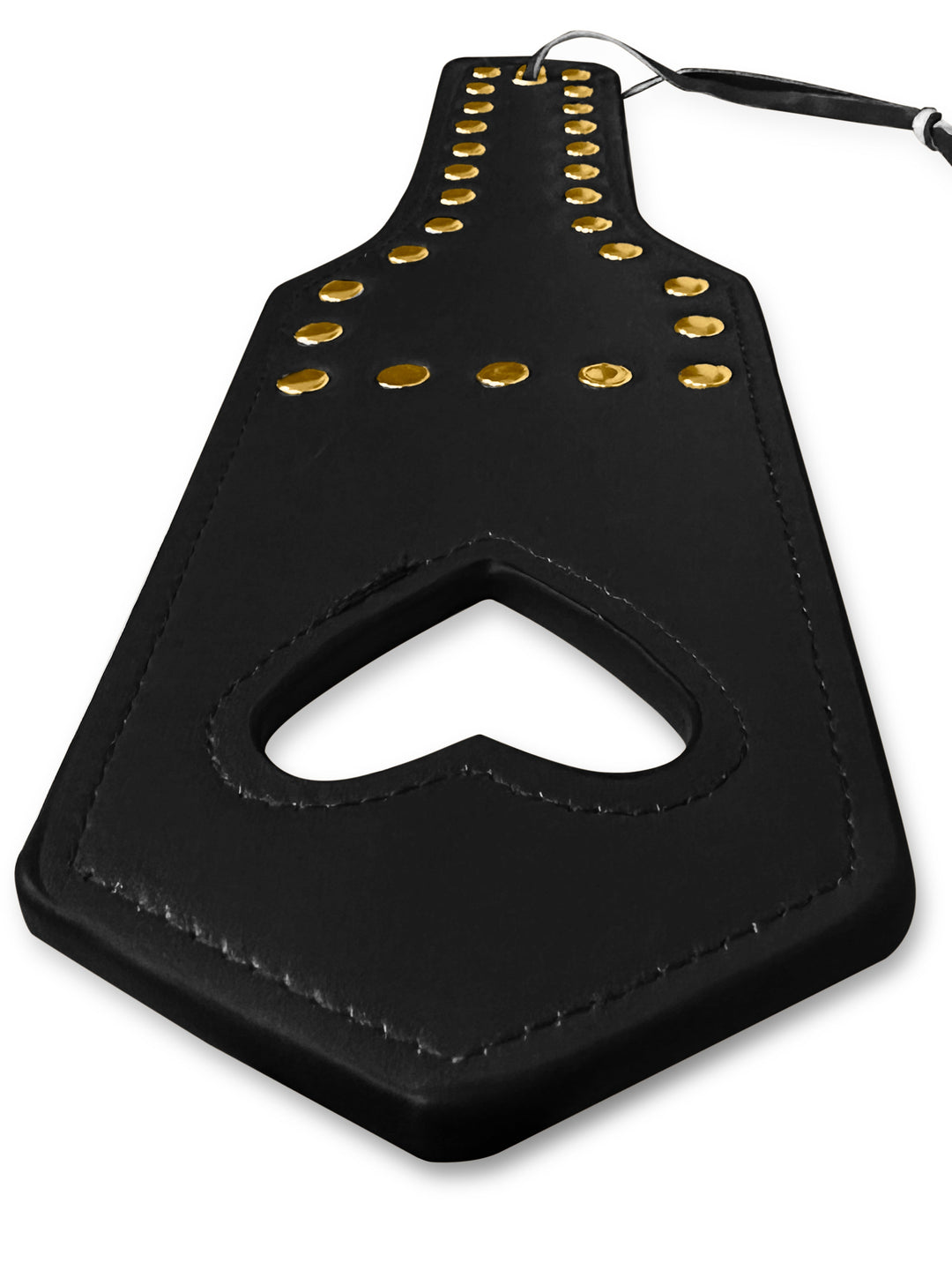 Faux Leather Spanker with Stud &amp; Heart Detail