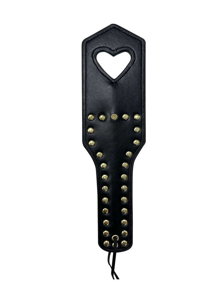 Faux Leather Spanker with Stud &amp; Heart Detail