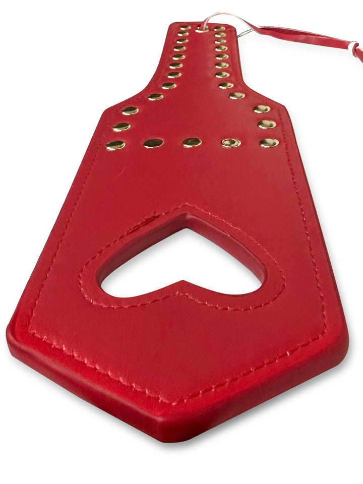 Faux Leather Spanker with Stud &amp; Heart Detail