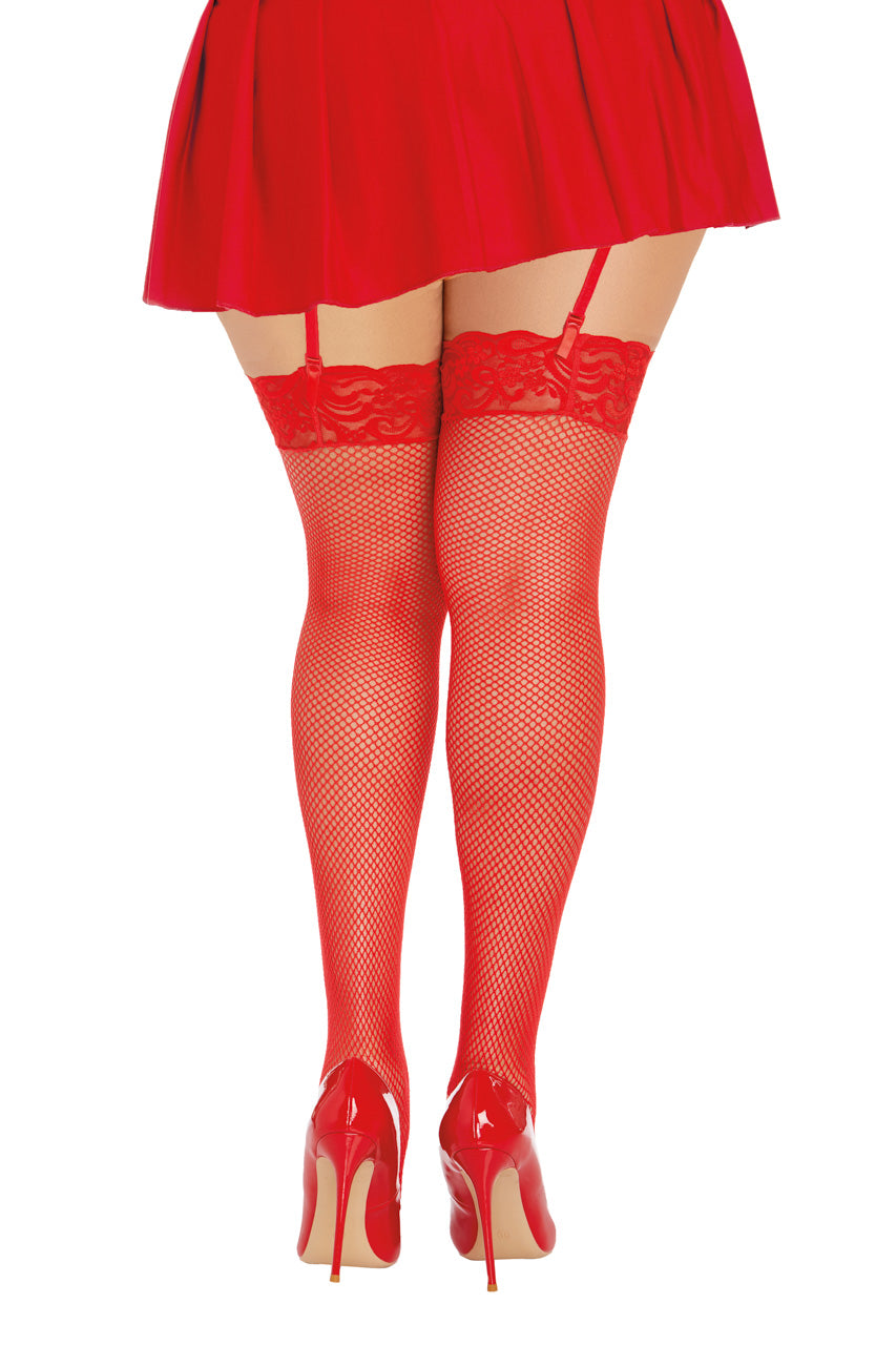 Plus Size Lace Top Net Stockings