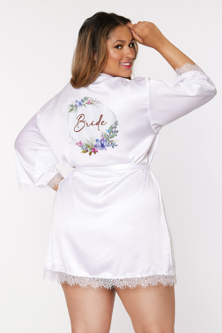 Plus Size Satin and Lace Bride Robe