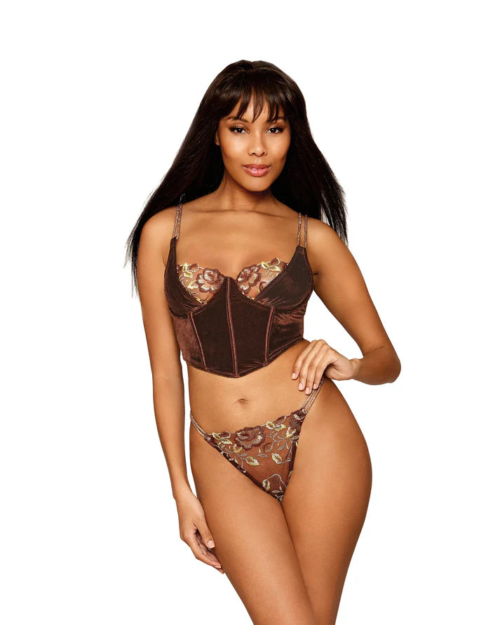 Velvet and Lace Bustier Set