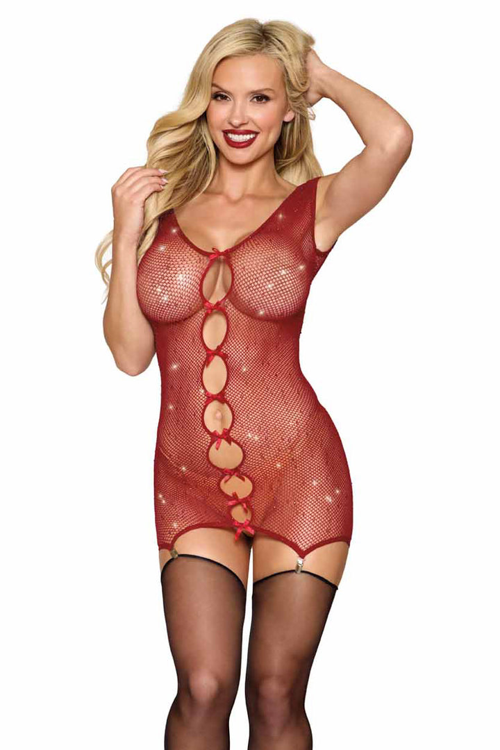 Burgundy Glitter Net Chemise