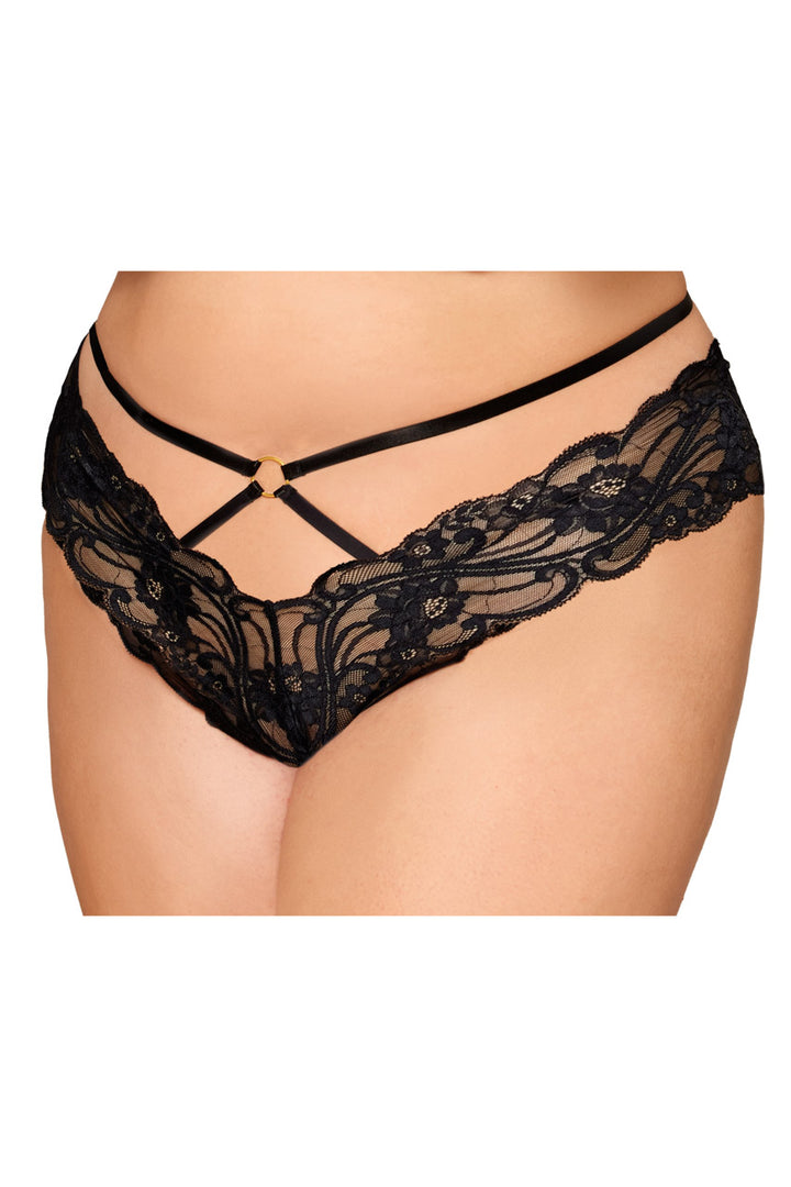 Plus Size Strappy Chain Open Panty