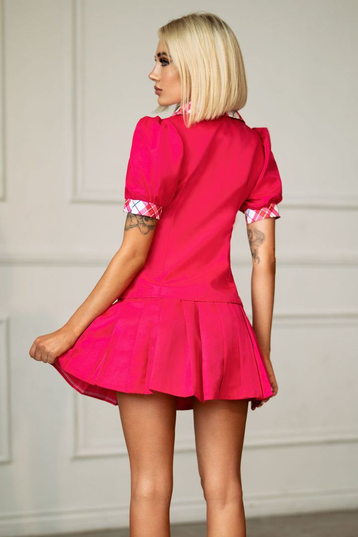 Plus Size Pink Cartoon Doll Schoolgirl Costume