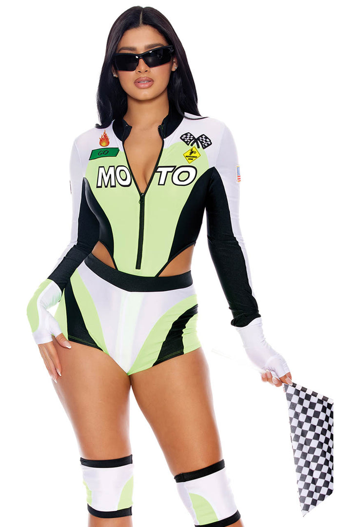Green Light Go Sexy Motocross Racer Costume