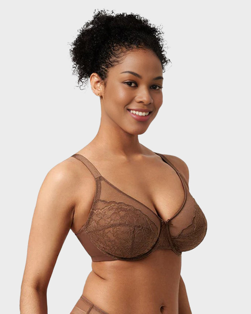 Full Coverage Lace Minimizer Bra - Petal