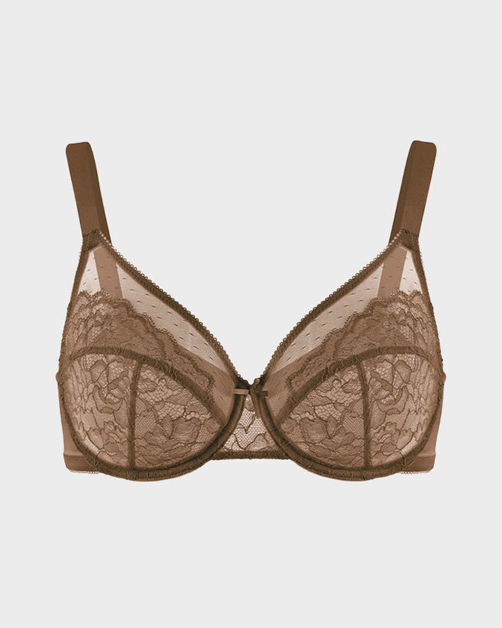 Full Coverage Lace Minimizer Bra - Petal
