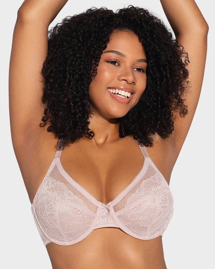 Full Coverage Lace Minimizer Bra - Petal