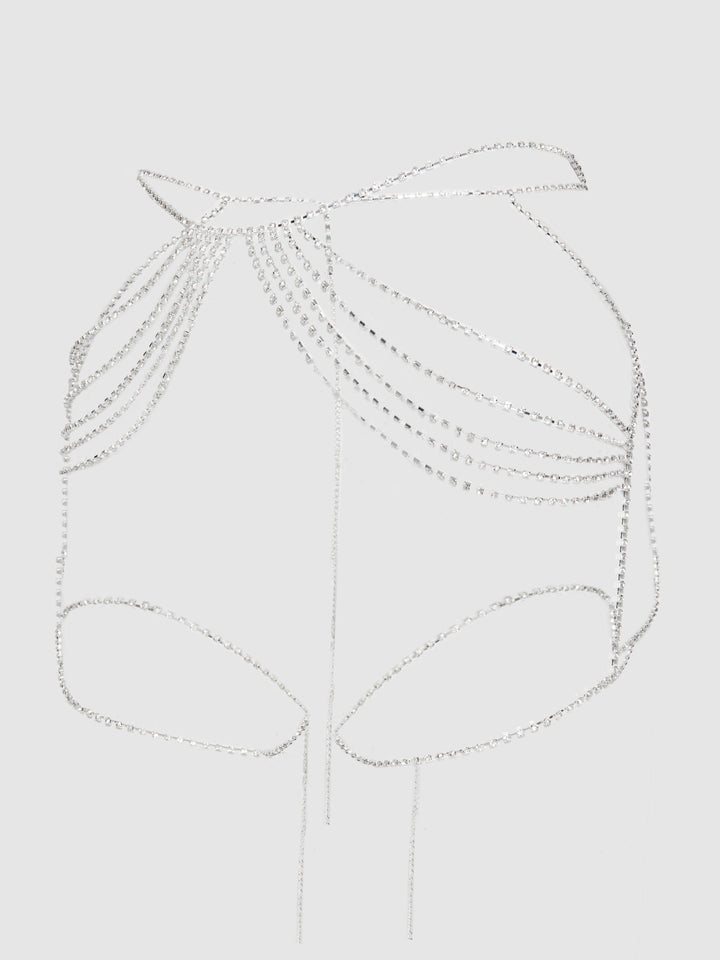 RHINESTONE DRAPE GARTER BELT