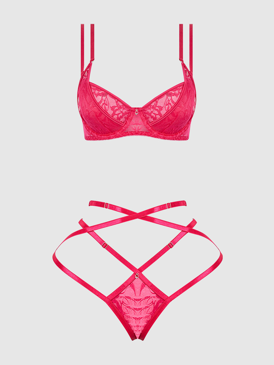 FLORA LACE BRA &amp; STRAPPY THONG SET