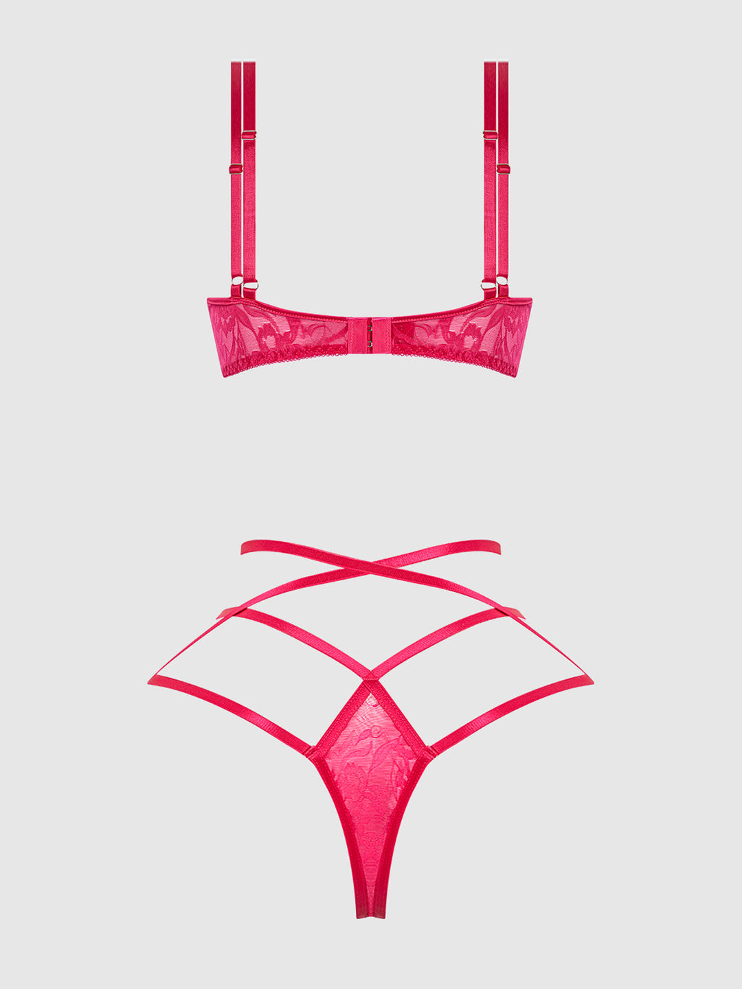 FLORA LACE BRA &amp; STRAPPY THONG SET