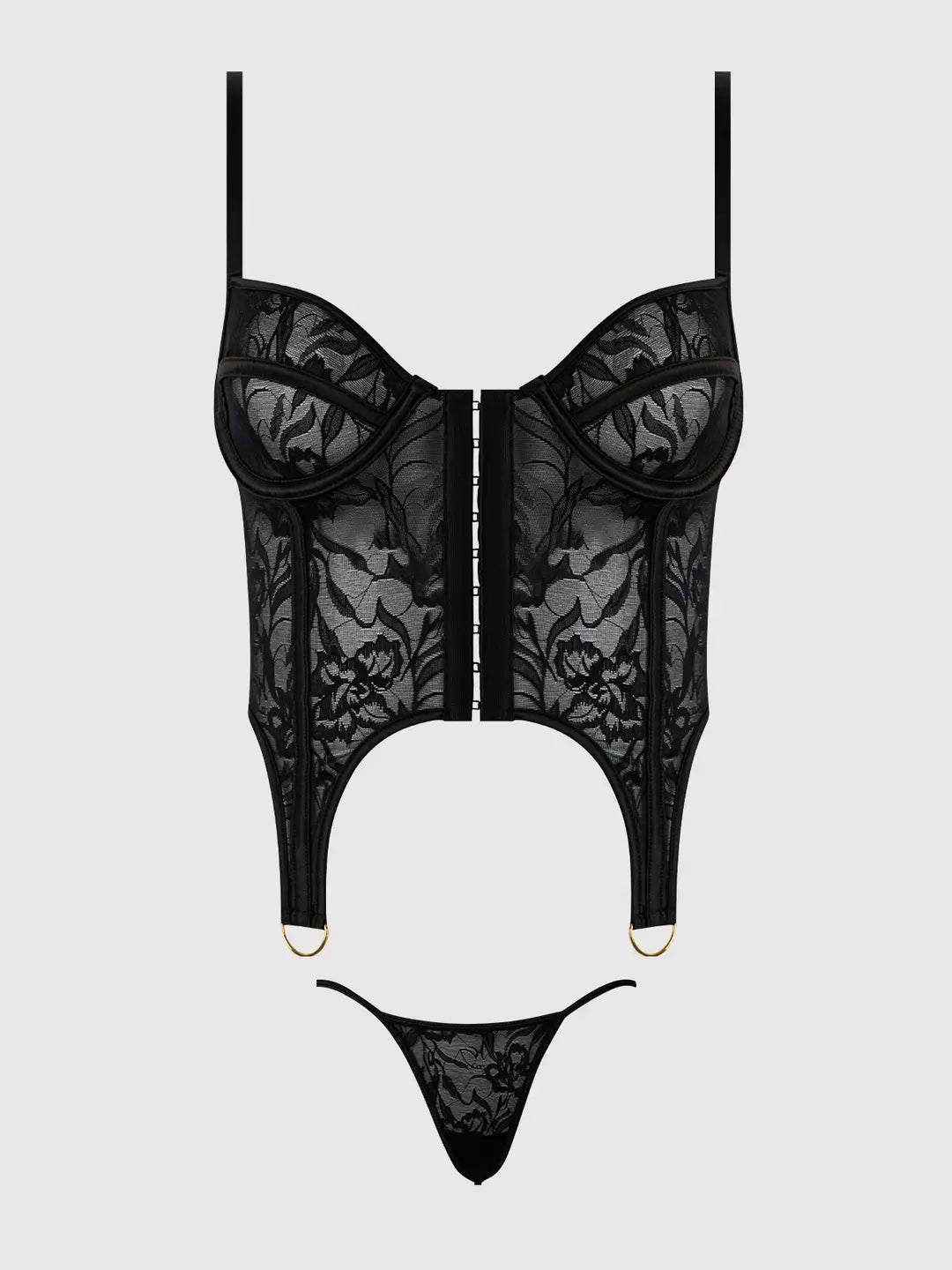 FLORA LACE BUSTIER &amp; G-STRING SET