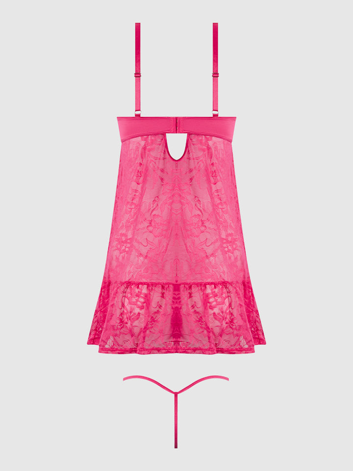 FLORA  LACE BABYDOLL &amp; G-STRING SET