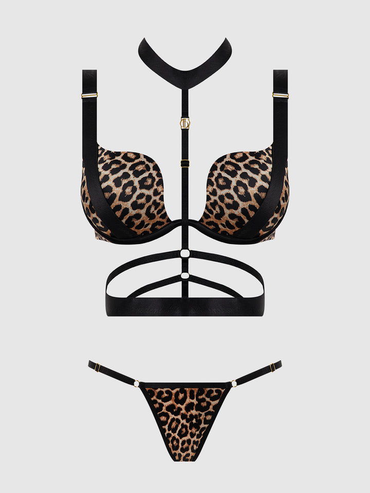 DEVON STRAPPY PUSH UP BRA, HARNESS &amp; G-STRING SET