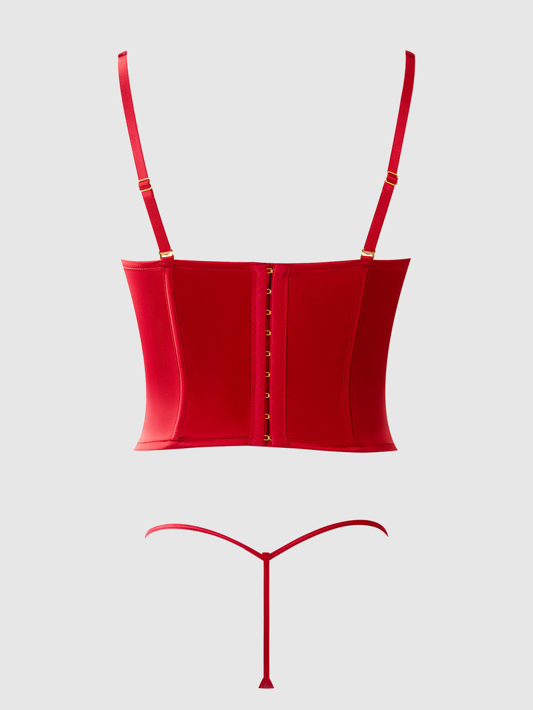 BRIGETA SATIN PLUNGE PUSH UP BUSTIER &amp; G-STRING SET